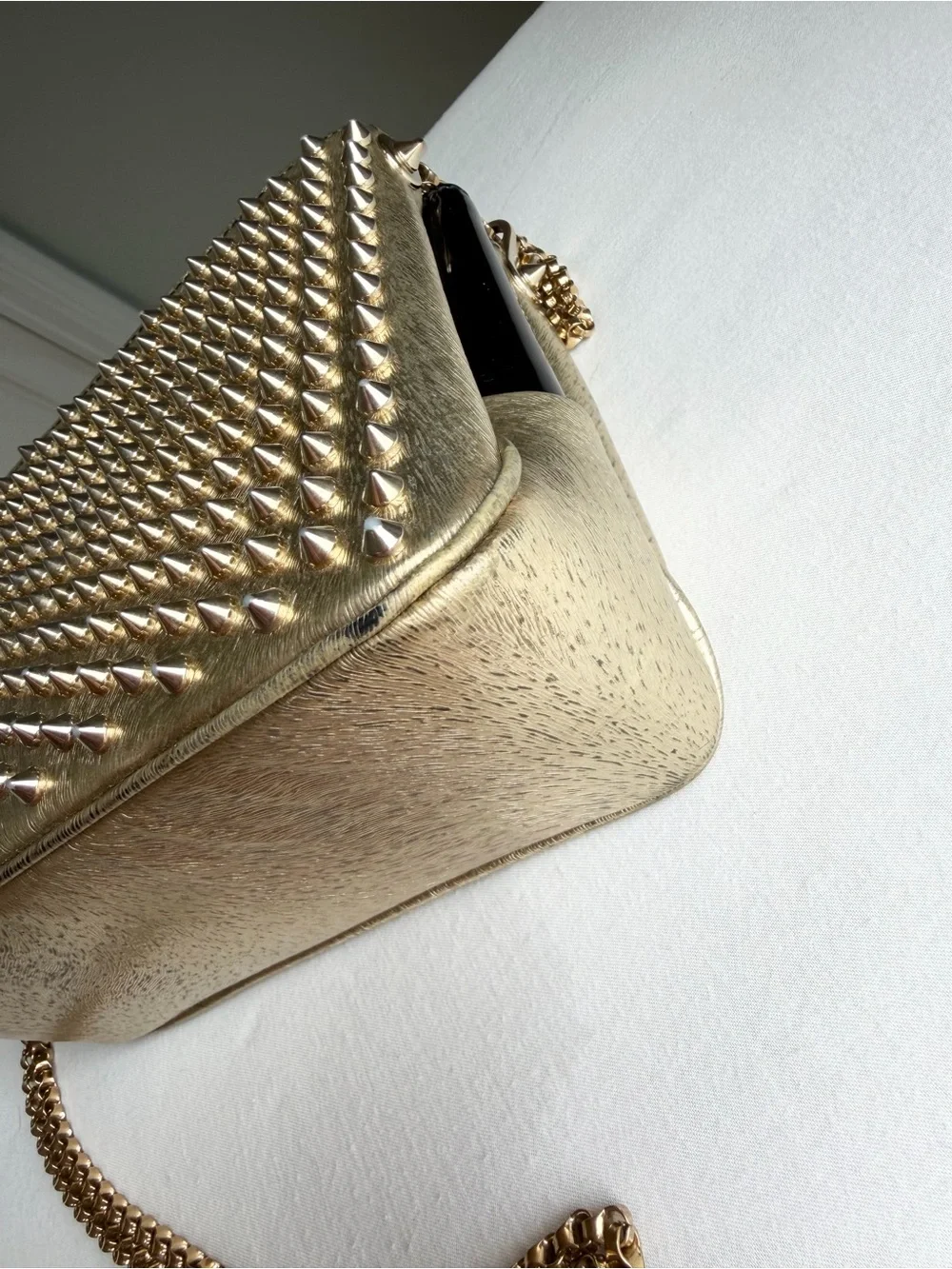 Christian Louboutin Metallic Gold Studded Crossbody